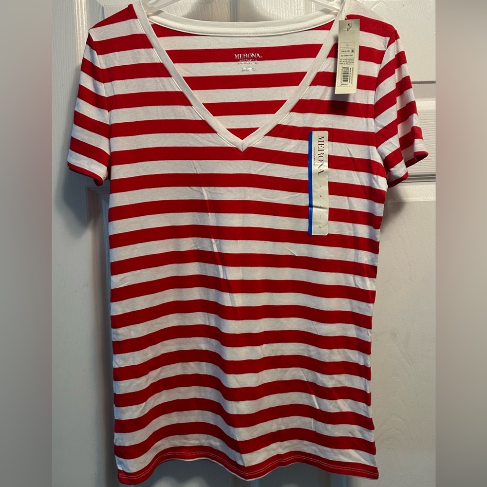 Merona red and white striped shirt